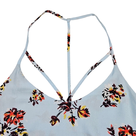 No Boundaries Strappy Racerback Floral Tank, Light Blue/Floral, XS - Picture 4 of 7